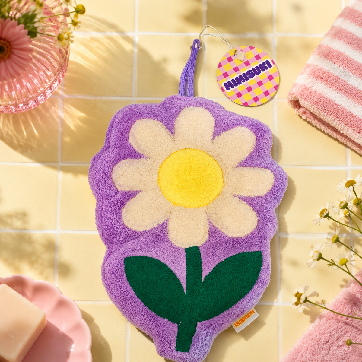 Koreansk Pop Daisy Flower-håndklæde - Happy Hands-håndklæde