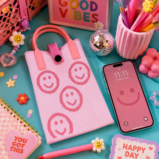 Pixie Bag Smiley Rose - Liten koreansk mobilväska