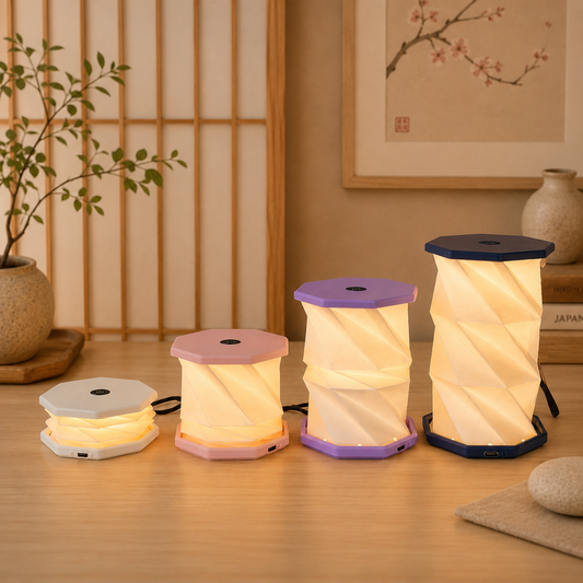 Sammenfoldelig LED-origamilampe, genopladelig - Japan-stil