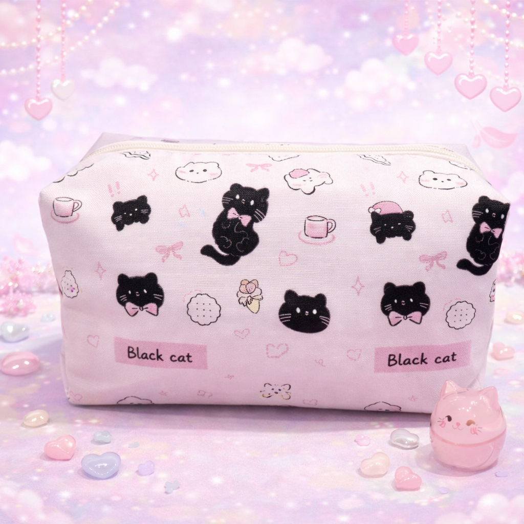 Black Cats and Pink Bows Toiletry Bag