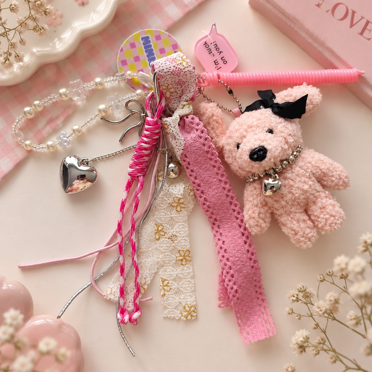 Bijou de sac Peluche Rose Kawaï K-POP