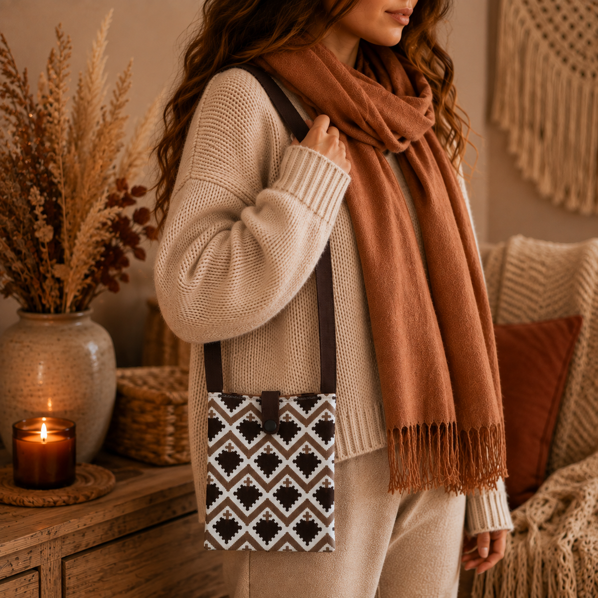 Pixie-Tasche Boho Chic Herbst Winter - Kleine koreanische Smartphone-Tasche