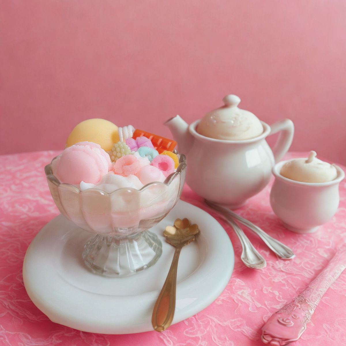 Macaron-geurkaars in een glas