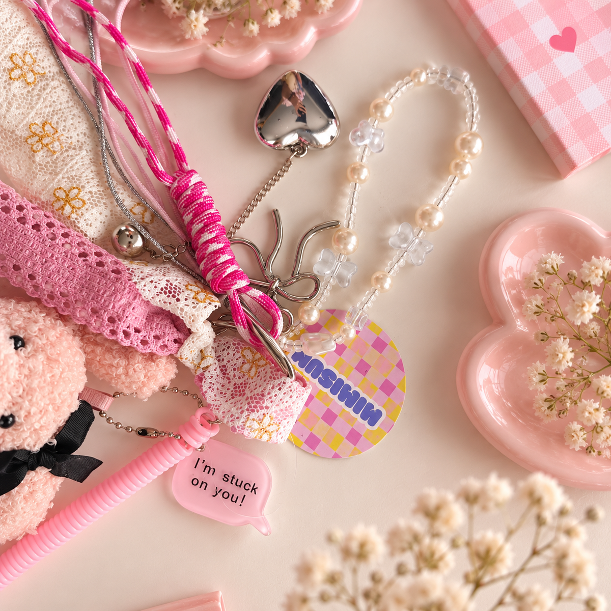 Bijou de sac Peluche Rose Kawaï K-POP