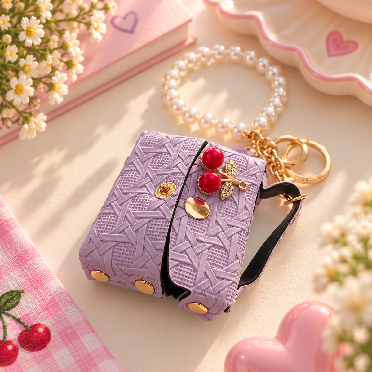 Porte-clés Mini sac à main Cerises - Bijoux de sac
