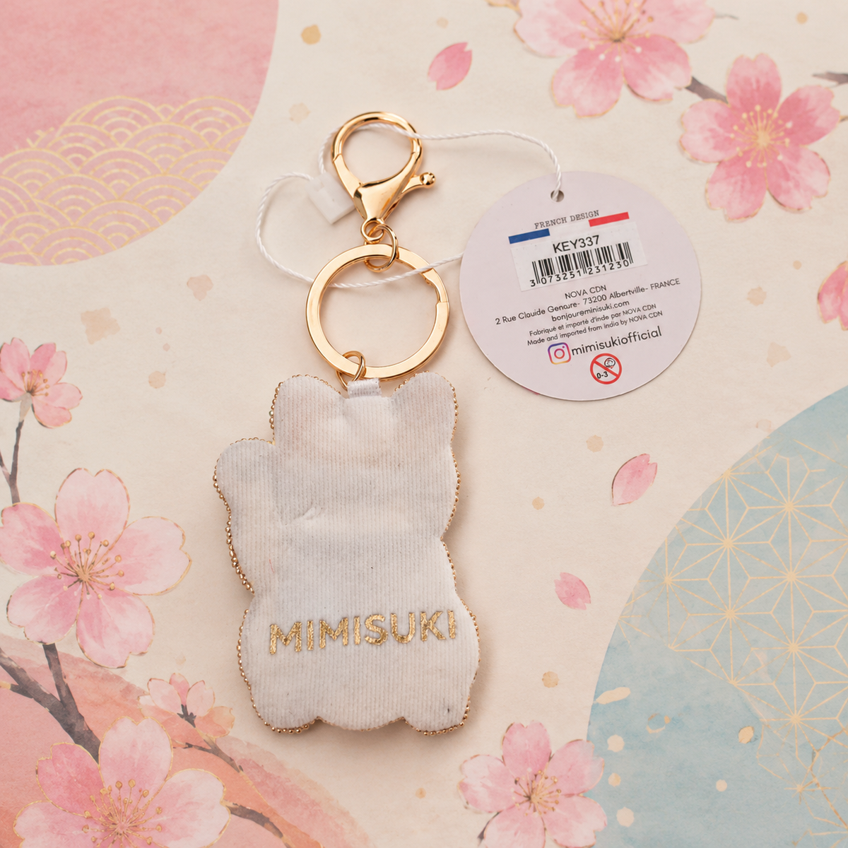 Ciondolo per borsa Lucky Cat - Maneki neko in perline ricamate