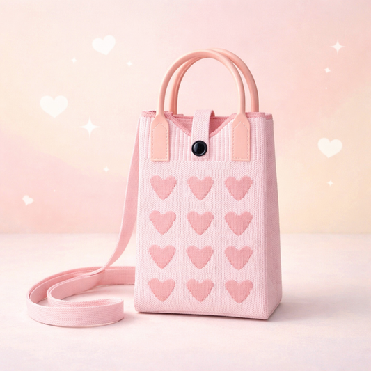 Pixie Bag Rosa hjärtan - Liten mobilväska