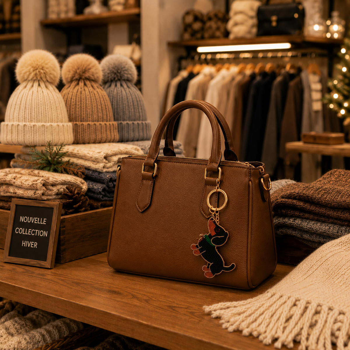 Väskberlock Tax - Nyckelring Höst julklapp - broderade pärlor