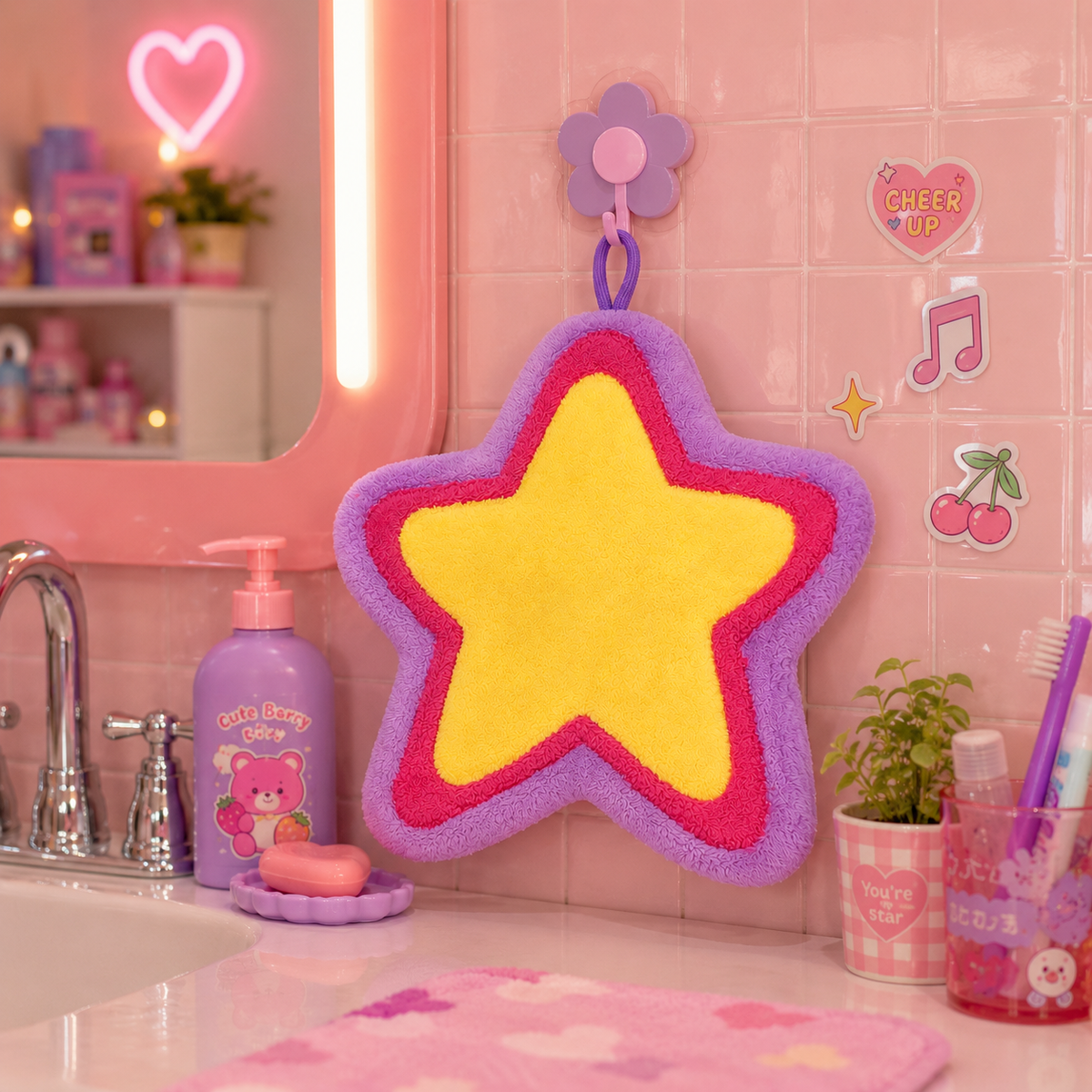 Toalla de manos coreana estrella Kpop - Toalla Happy Hands