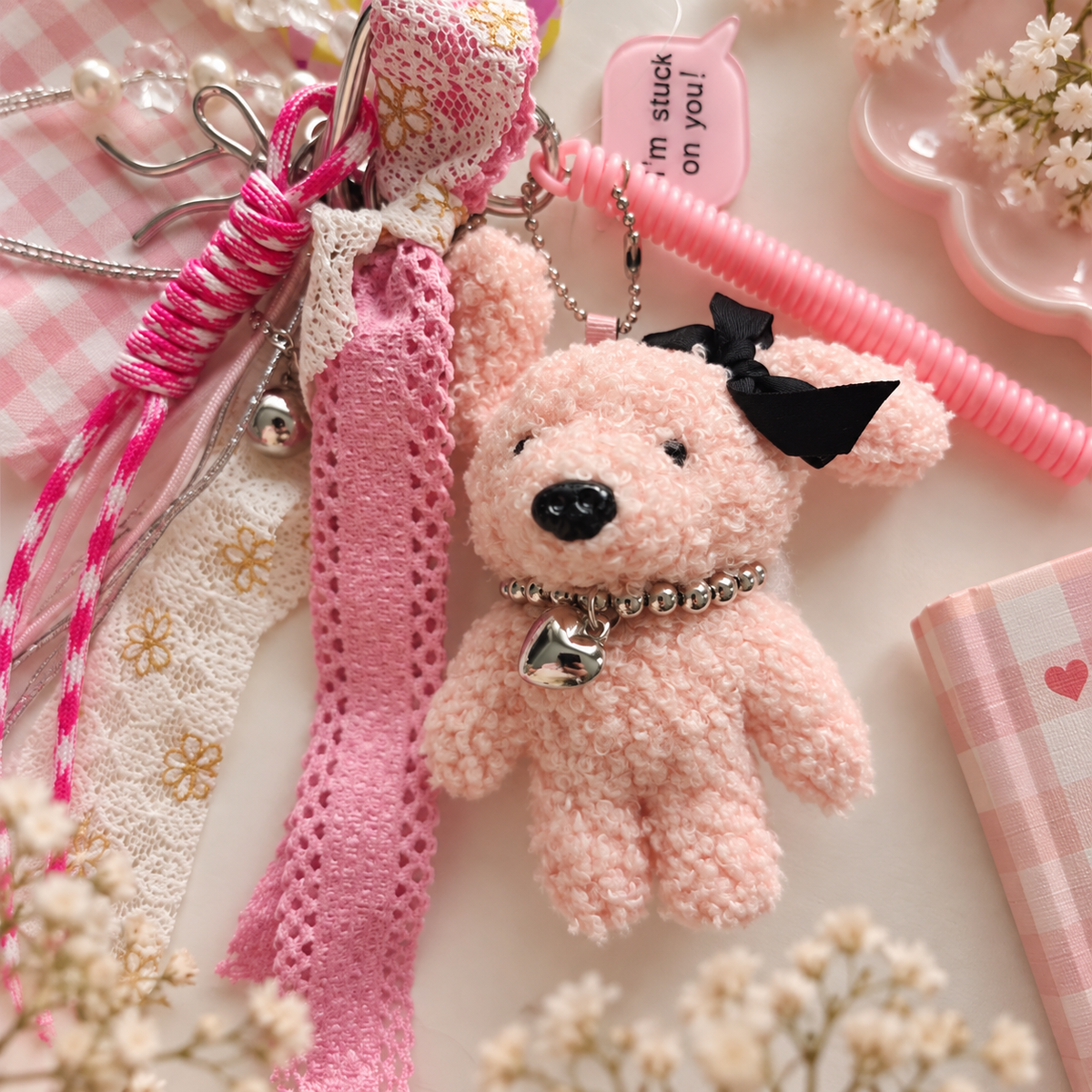 Bijou de sac Peluche Rose Kawaï K-POP