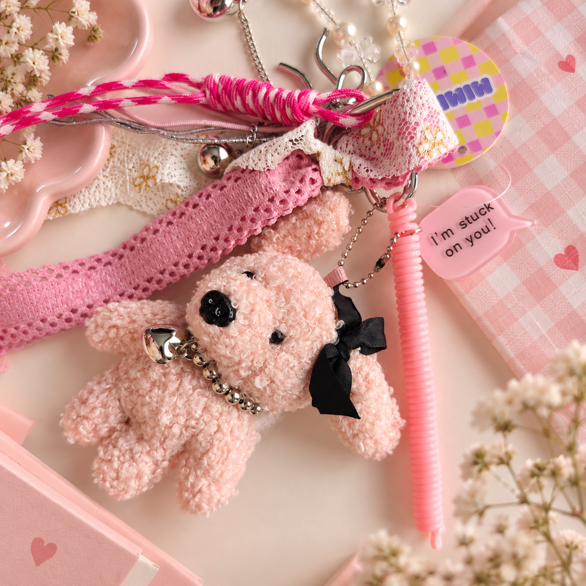 Bijou de sac Peluche Rose Kawaï K-POP