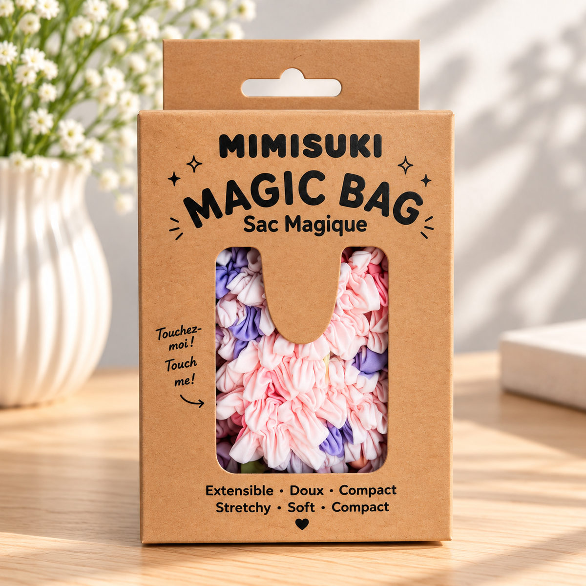 Magic Bag Pastellherzen – erweiterbare Einkaufstasche