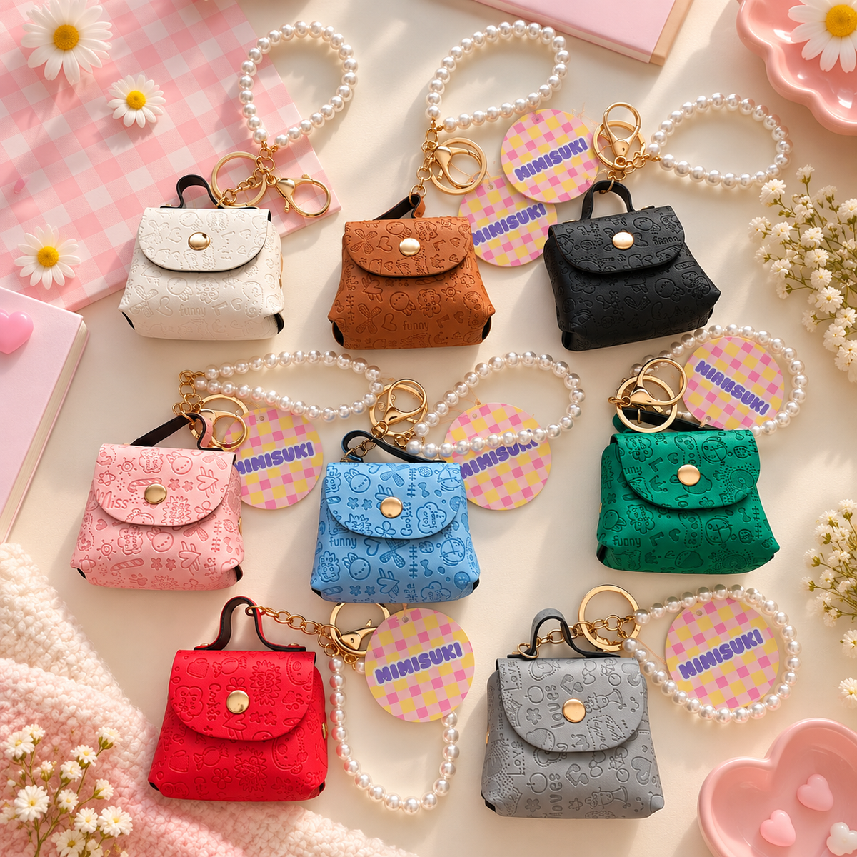 Porte-clés Mini sac à main - Bijoux de sac Doodle Pearls