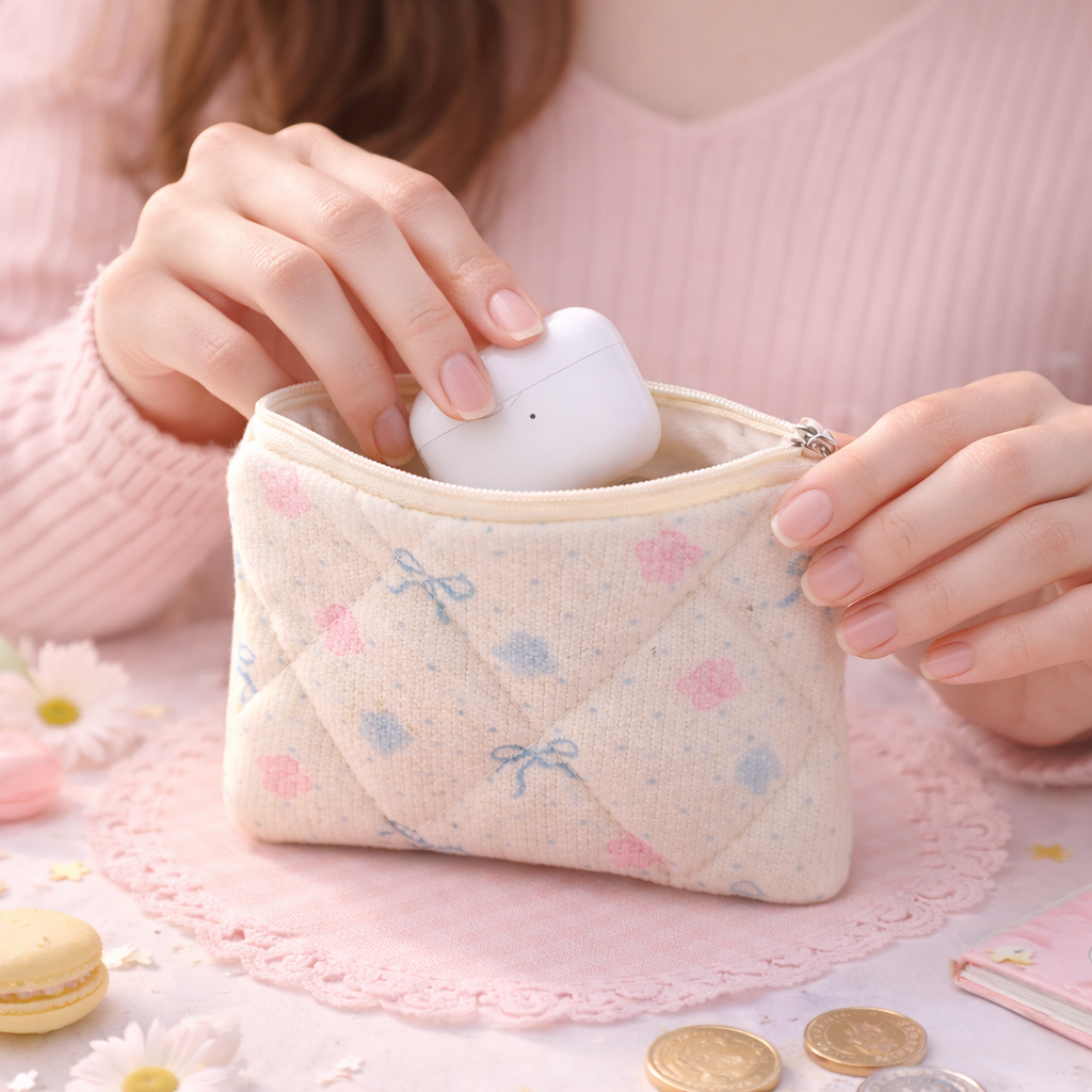 Portafoglio Fiori e nodi Bianco - Kawaii