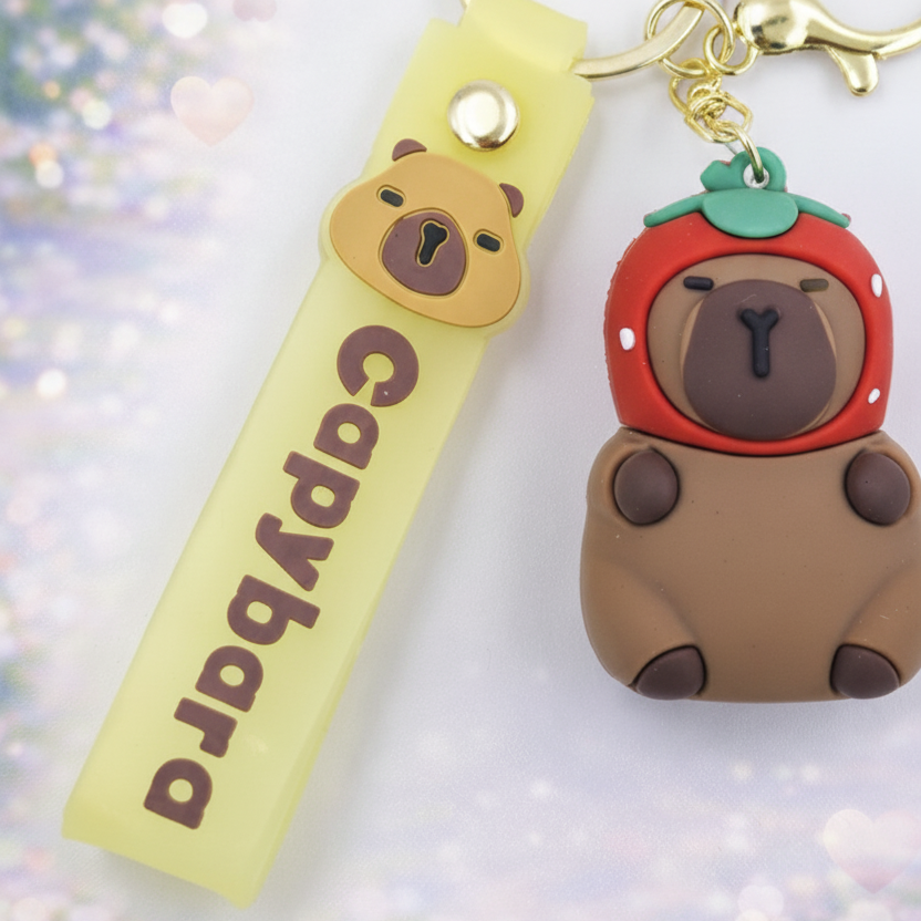 Porte-clés capybara fraise - vue 1