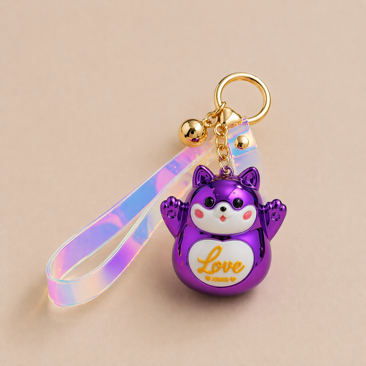 Porte-clés Lucky Cat Chrome