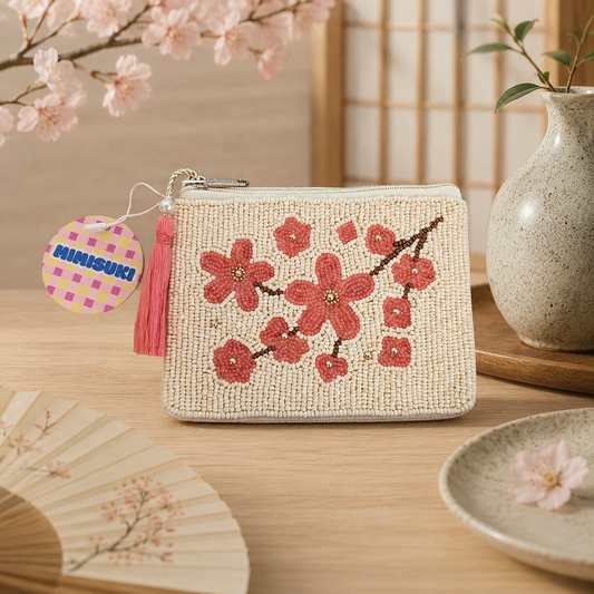 Monedero Sakura bordado con cuentas