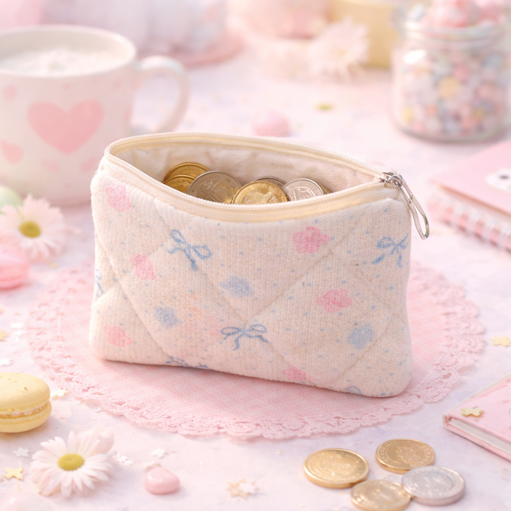 Portafoglio Fiori e nodi Bianco - Kawaii