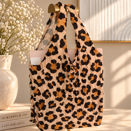 Magic bag Leopard - udvidelig indkøbstaske
