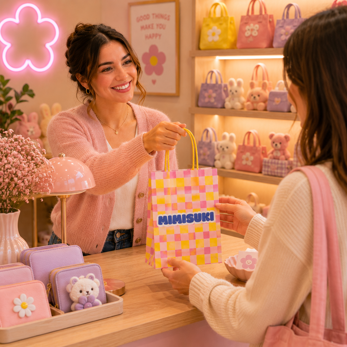 MIMISUKI Kraftpapiertüte mit gedrehten Griffen