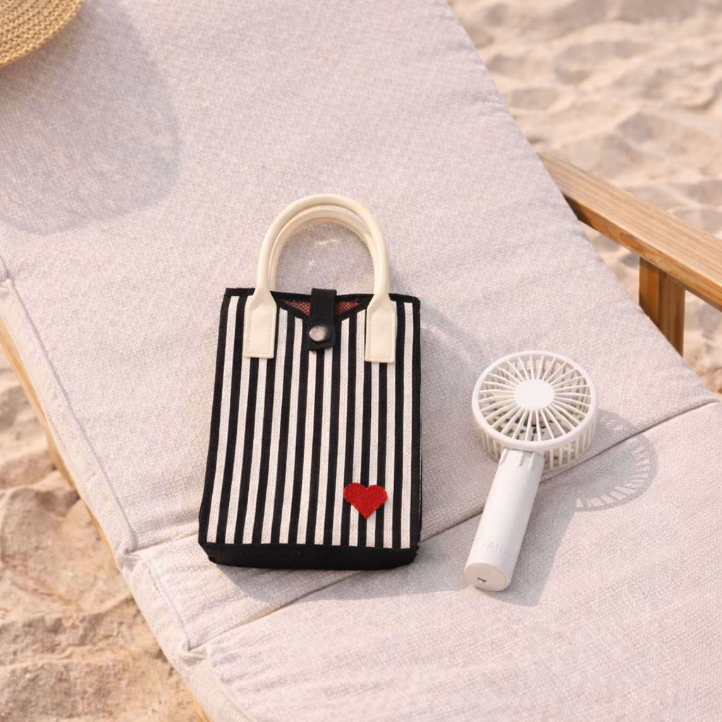 Pixie Bag Hart Gestreept Zwart - Klein telefoontasje