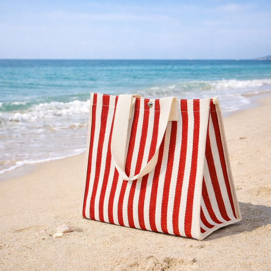 Sac d'été Rouge à rayures - plage